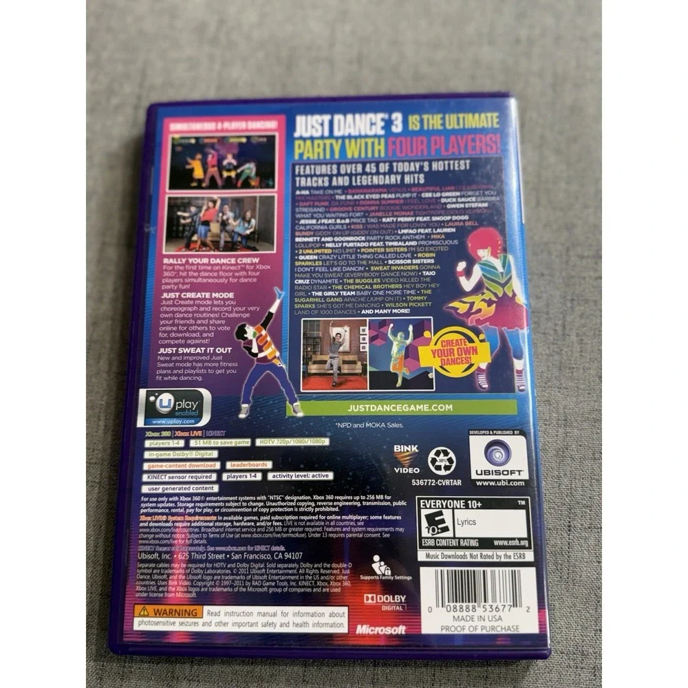 Just Dance 3 Microsoft Xbox 360 Kinect 2011‎ Target Edition With Manual Rated E